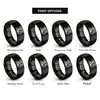 font options for inside engraving on black number 23 rings