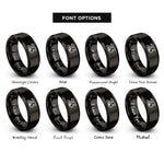 font options for inside engraving on black number 23 rings