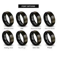 font options for inside engraving on gunmetal & black number 23 rings