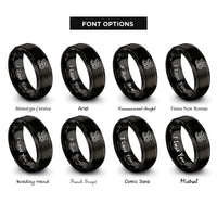 font options for inside engraving on black number 33 rings