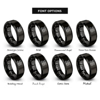 font options for inside engraving on black number 33 rings