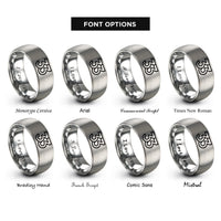 font options for inside engraving on silver number 33 rings
