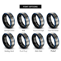font options for inside engraving on black & blue & gray number 46 circle rings