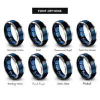 font options for inside engraving on blue & grey number 46 circle rings