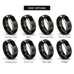 font options for inside engraving on black & silver nunavut rings