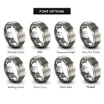font options for inside engraving on gray nunavut rings