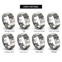 font options for inside engraving on gray nunchaku crossed pair rings