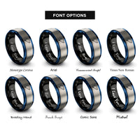 font options for inside engraving on black & blue & gray nurburgring nordschleife circuit rings