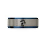 engraved jewelry for nurse – blue & silver tungsten axis robot wedding band