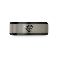 her nurse appreciation presents – black & grey tungsten diamond topo lines wedding band