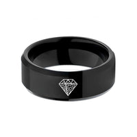 custom nurse jewelry presents – black tungsten diamond topo lines wedding band