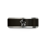 presents for nurse her – black & silver tungsten goat wedding band