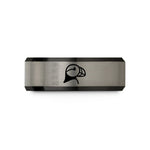 personalized nurse presents – black & blue & silver tungsten puffin wedding band