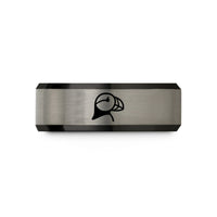 personalized nurse presents – black & blue & silver tungsten puffin wedding band