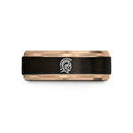 tungsten nurse rings men – black & rose gold tungsten trojan helmet wedding band
