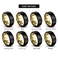 font options for inside engraving on black & gold nursing foal mare rings