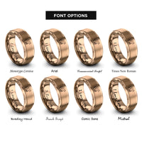font options for inside engraving on rose gold nursing foal mare rings