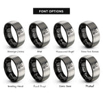 font options for inside engraving on black & gray nyc rings
