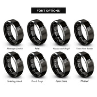 font options for inside engraving on black & gray nyc rings