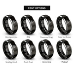 font options for inside engraving on black & silver nyc skyline rings
