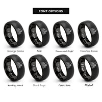 font options for inside engraving on black nyc skyline rings