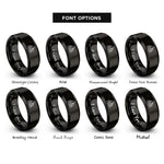 font options for inside engraving on black nyc skyline rings