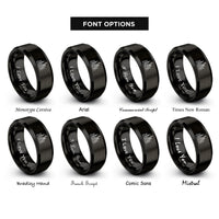 font options for inside engraving on black nyc skyline rings