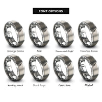 font options for inside engraving on grey nyc skyline rings