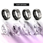 font options for inside engraving on black & gray nymph rings