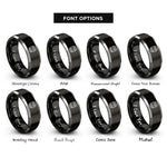 font options for inside engraving on black & silver oak barrel rings