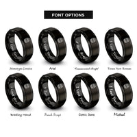 font options for inside engraving on black oak barrel rings