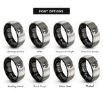 font options for inside engraving on black & gray oak knot rings