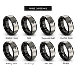 font options for inside engraving on black & gray oak knot rings