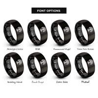 font options for inside engraving on black oak knot rings