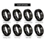font options for inside engraving on black oak knot rings