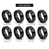 font options for inside engraving on black oak knot rings