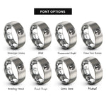 font options for inside engraving on grey oak knot rings