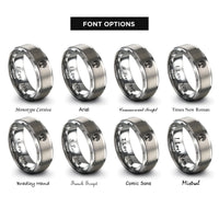 font options for inside engraving on silver oak knot rings