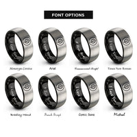 font options for inside engraving on black & silver oak leaf rings