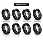 font options for inside engraving on black & grey oak leaf rings