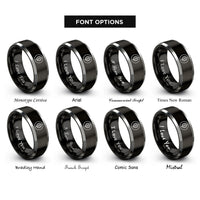 font options for inside engraving on black & grey oak leaf rings