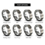 font options for inside engraving on silver oak leaf knot rings