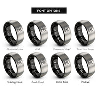 font options for inside engraving on black & gray oak tree roots rings