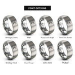font options for inside engraving on silver oak tree roots rings