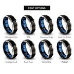 font options for inside engraving on black & blue & silver oars crossed pair rings