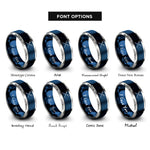 font options for inside engraving on blue & grey oars crossed pair rings