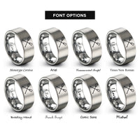 font options for inside engraving on grey oars crossed pair rings