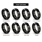 font options for inside engraving on black & grey oars sail icon rings