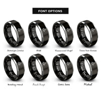 font options for inside engraving on black & grey oars sail icon rings