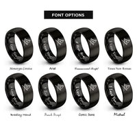 font options for inside engraving on black oars sail icon rings